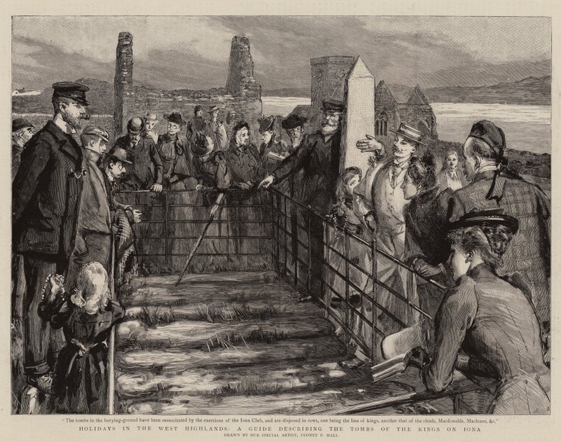 Semester i West Highlands, en guide som beskriver kungagravarna på Iona av Sydney Prior Hall