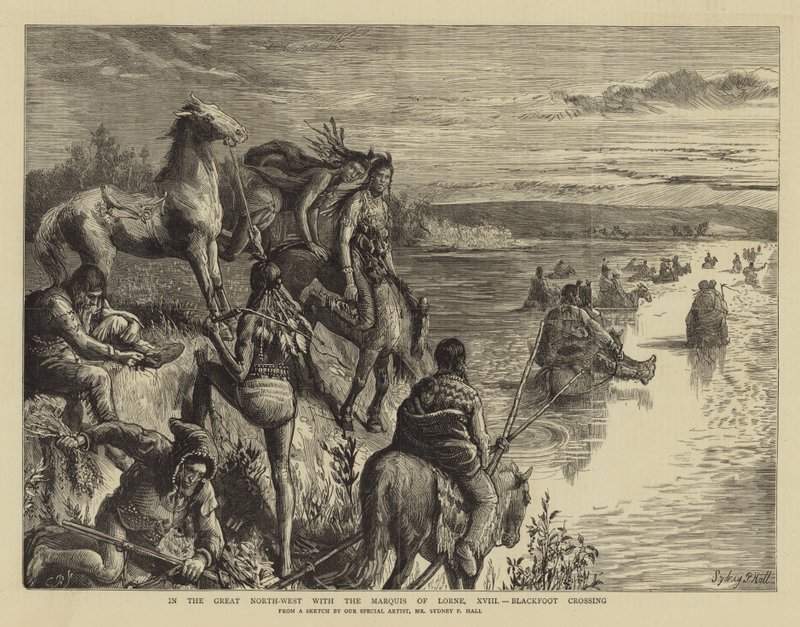 I den stora nordväst med markisen av Lorne, XVIII, Blackfoot Crossing av Sydney Prior Hall
