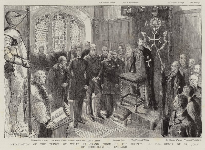 Installation av prinsen av Wales som Grand Prior för sjukhuset av St John Order of Jerusalem i England av Sydney Prior Hall