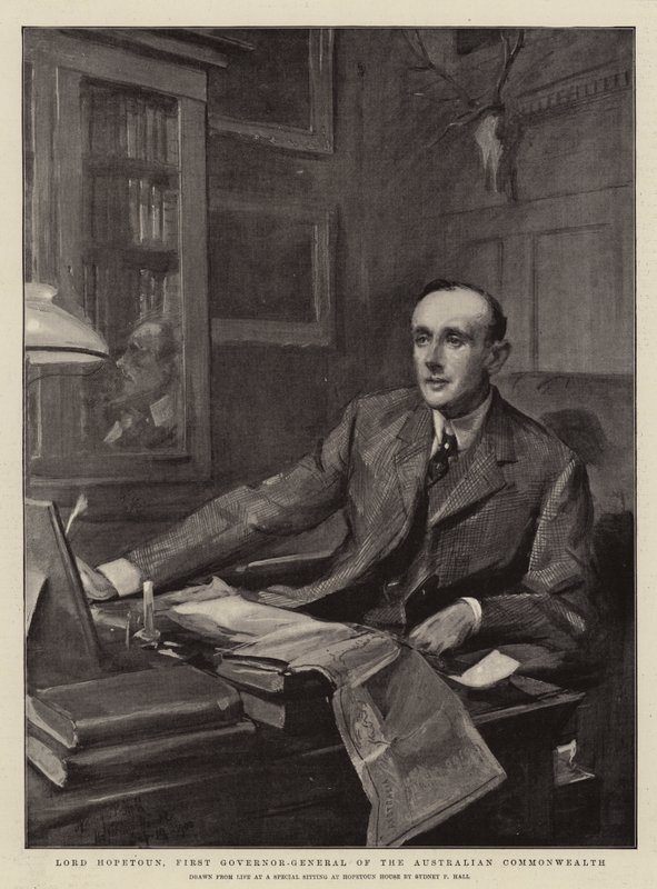 Lord Hopetoun, förste generalguvernör för det australiensiska samväldet av Sydney Prior Hall