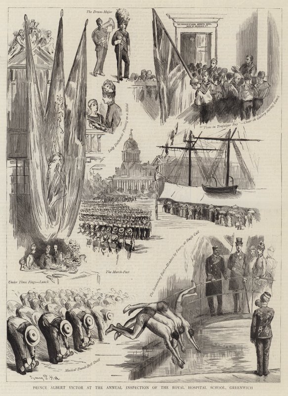 Prins Albert Victor vid den årliga inspektionen av Royal Hospital School, Greenwich av Sydney Prior Hall