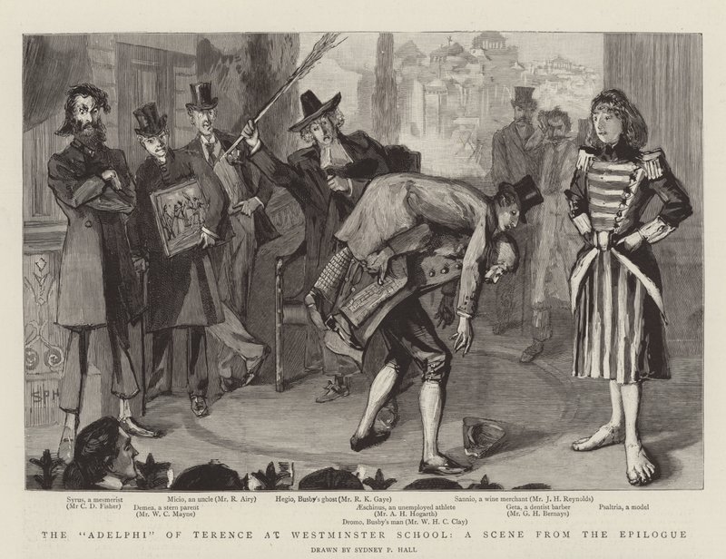 The Adelphi of Terence på Westminster School, en scen från epilogen av Sydney Prior Hall