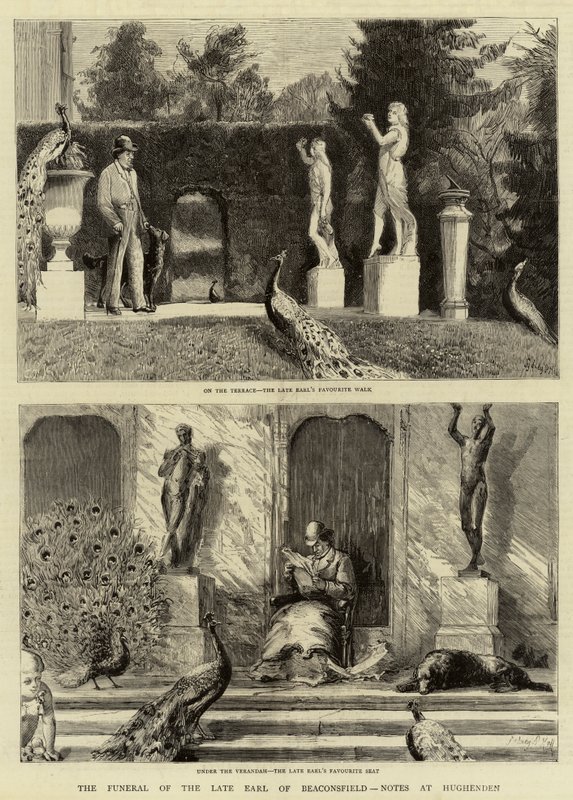 Begravningen av den avlidne earlen av Beaconsfield, anteckningar i Hughenden av Sydney Prior Hall