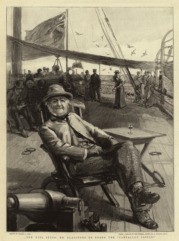 The Kiel Fetes, Mr Gladstone ombord på Tantallon Castle av Sydney Prior Hall