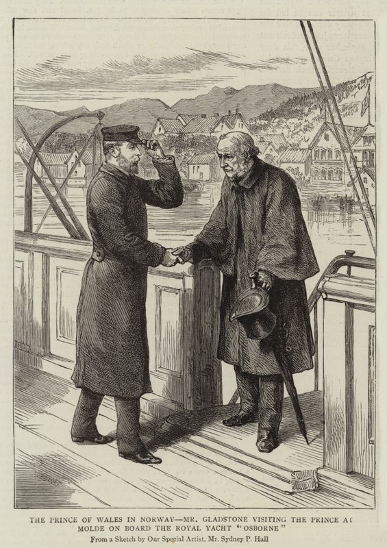 Prinsen av Wales i Norge, Mr Gladstone besöker Prinsen i Molde ombord på Royal Yacht Osborne av Sydney Prior Hall
