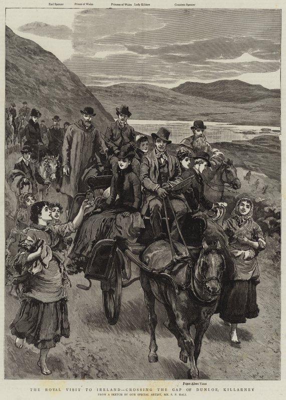 Det kungliga besöket i Irland, korsar Gap of Dunloe, Killarney av Sydney Prior Hall