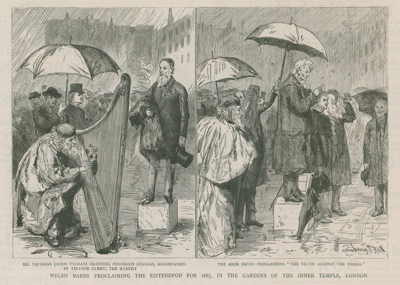 Welsh Bards proklamerar Eisteddfod för 1887 av Sydney Prior Hall