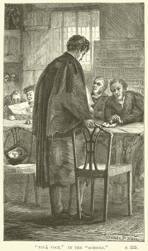 Illustration för Tom Brown i Oxford av Thomas Hughes av Sydney Prior after Hall