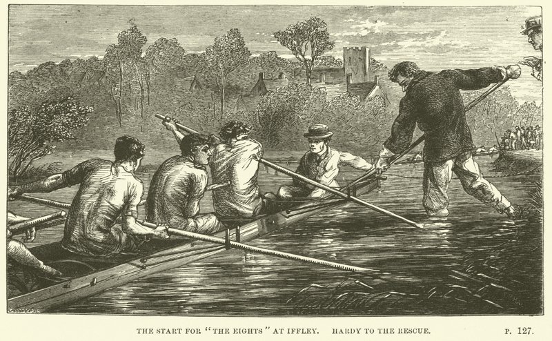 Illustration för Tom Brown i Oxford av Thomas Hughes av Sydney Prior after Hall