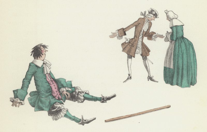 Illustration för Voltaires Candide av Sylvain Sauvage