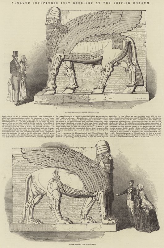 Nimroud-skulpturerna mottogs precis på British Museum av T. D. Scott