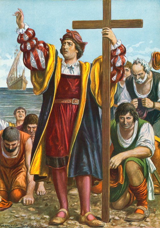 Christofer Columbus anländer till den nya världen av Tancredi Scarpelli