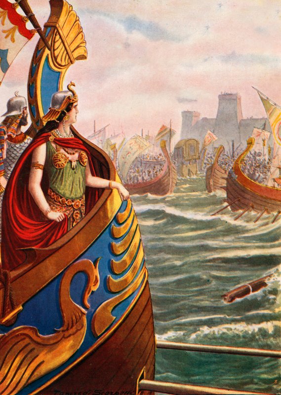 Cleopatra i slaget vid Actium av Tancredi Scarpelli