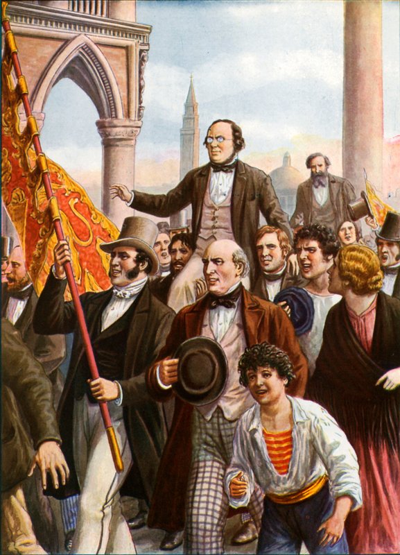 Daniele Manin och Niccolo Tommaseo befriade från fängelset den 18 mars 1848 av Tancredi Scarpelli