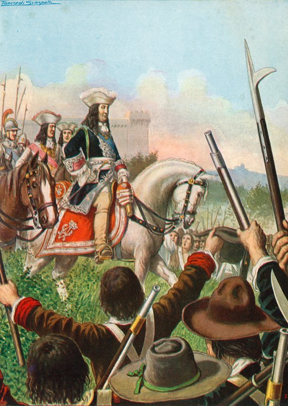 Krigsförklaringen mellan Piemonte och Frankrike tas emot med glädje av Victor Amadeus undersåtar. av Tancredi Scarpelli