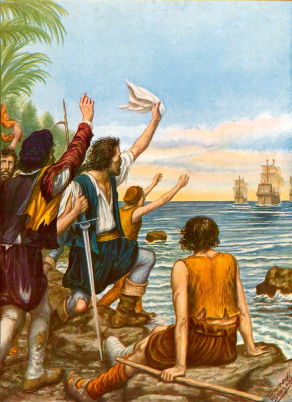 Diego Masques, kapten på ett av fartygen från den andra expeditionen av Christopher Columbus, lämnade på en ö med åtta män av Tancredi Scarpelli