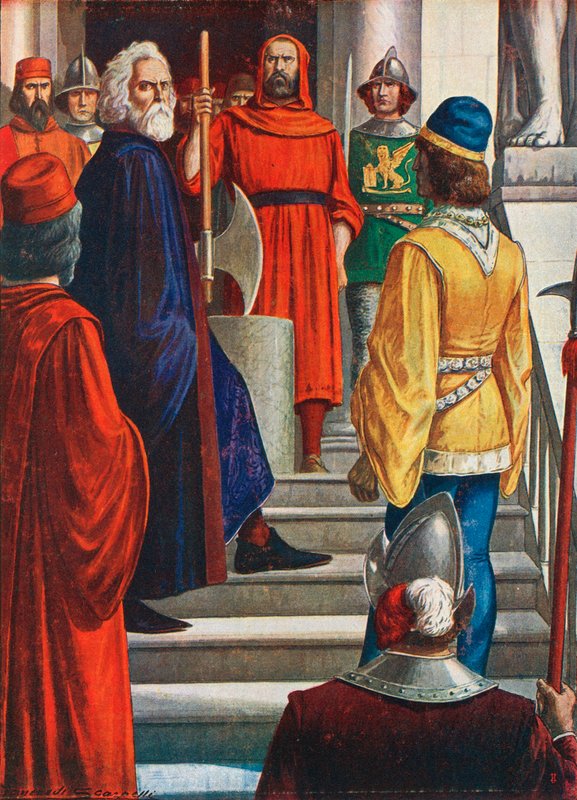 Doge Marin Faliero som försökte en kupp 1355 och halshöggs av Tancredi Scarpelli