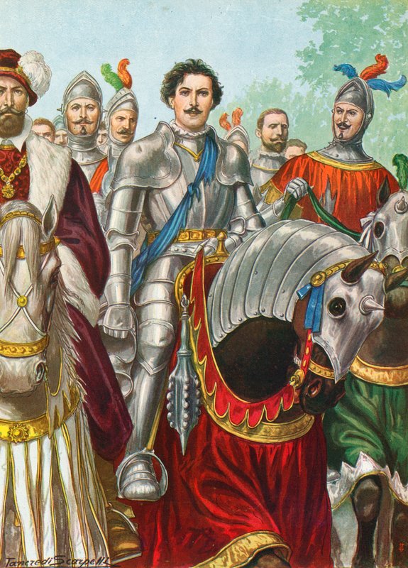 Ettore Fieramosca efter slaget vid Barletta 1503 av Tancredi Scarpelli