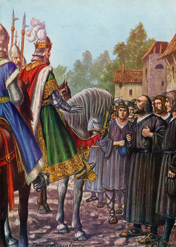 Frederick Barbarossa bad 1158 av dess invånare att återuppbygga Lodi av Tancredi Scarpelli