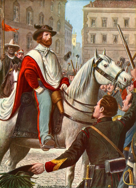 Garibaldi och hans frivilligstyrka går in för att försvara Rom 1849 av Tancredi Scarpelli