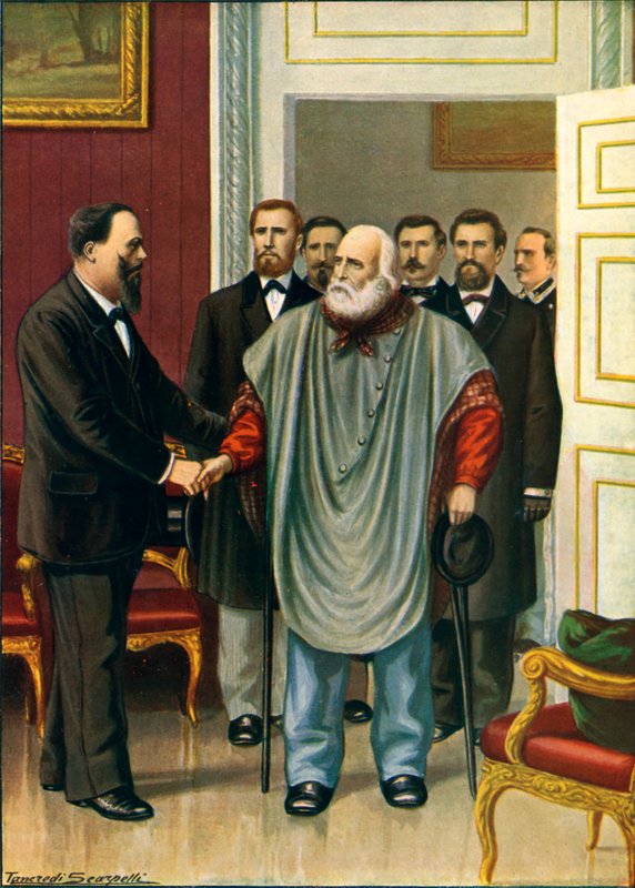 Garibaldi besöker Vittorio Emanuele i Rom. Den sista diskussionen mellan de två författarna till Risorgimento av Tancredi Scarpelli