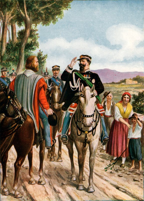 Historiskt möte i Teano mellan Victor Emmanuel II och Garibaldi, 1860 av Tancredi Scarpelli