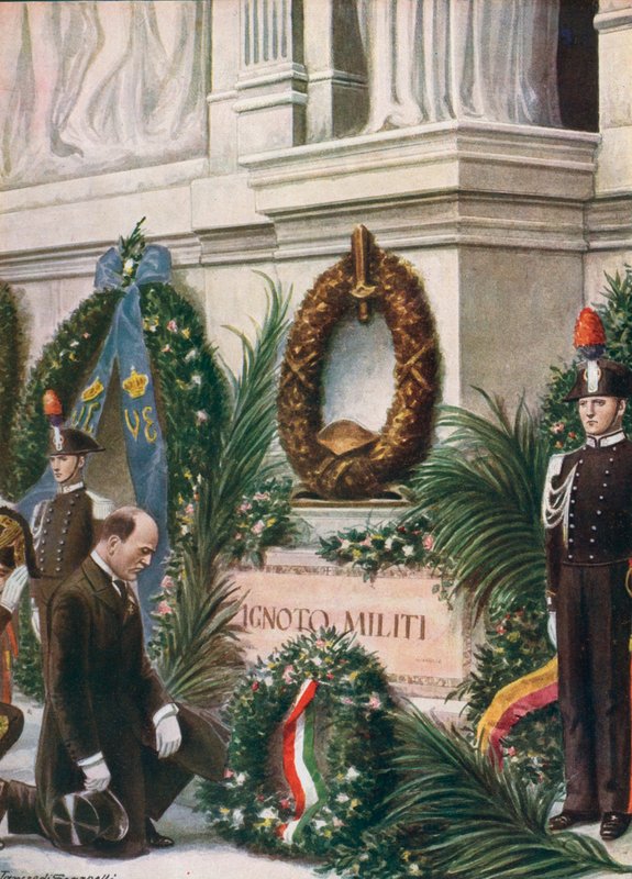 Homage av il Duce vid den okände soldatens grav av Tancredi Scarpelli