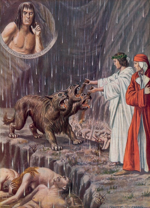Illustration till Dantes gudomliga komedi av Tancredi Scarpelli
