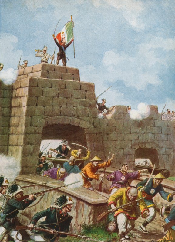 Italienska trupper som går in i Peking, 1900 av Tancredi Scarpelli