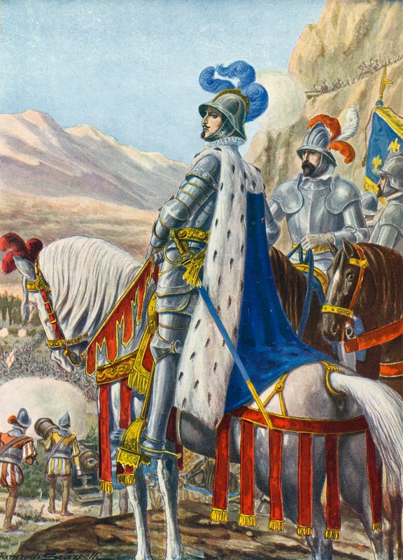 Kung Frans I av Frankrike undersöker Alperna den 15 augusti 1515 av Tancredi Scarpelli