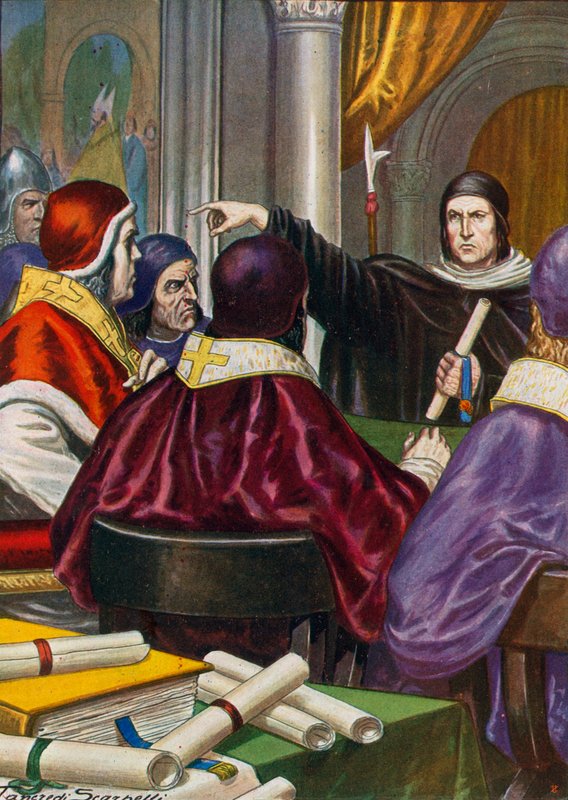 Roland av Parma kommer med ett brev till påven Gregorius VII från Henrik IV, den helige romerske kejsaren av Tancredi Scarpelli