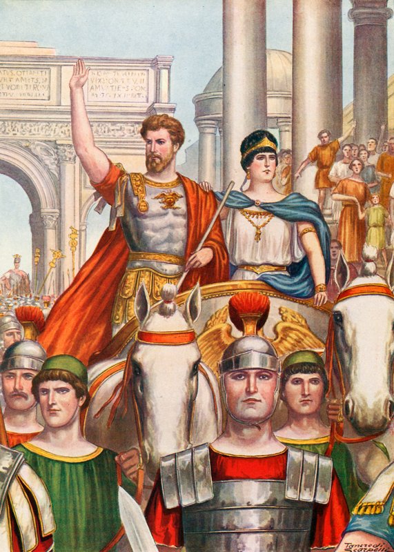 Septimus Severus kommer till Rom med en vacker hustru. av Tancredi Scarpelli