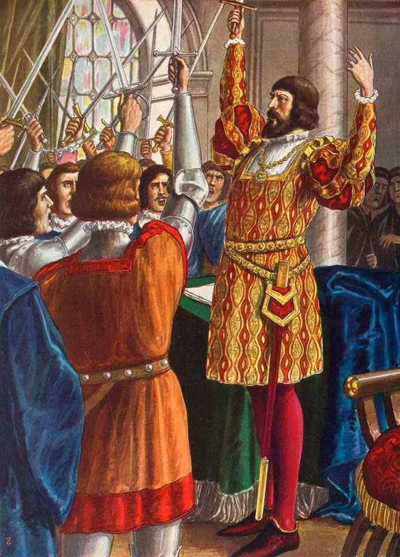 Milanos folk, på uppmaning av Antonio Trivulzio och andra, utlyser den ambrosianska republiken. av Tancredi Scarpelli