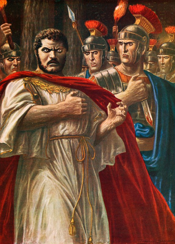 Kejsaren Caracalla på väg att dödas av Julius Martialis av Tancredi Scarpelli