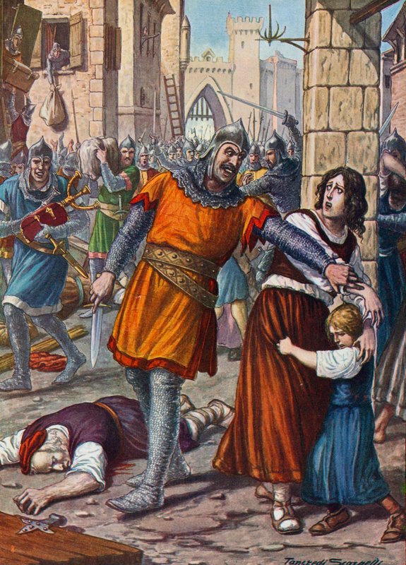 Theodoro plundrar Ravenna år 709 på order av Justinianus II av Tancredi Scarpelli