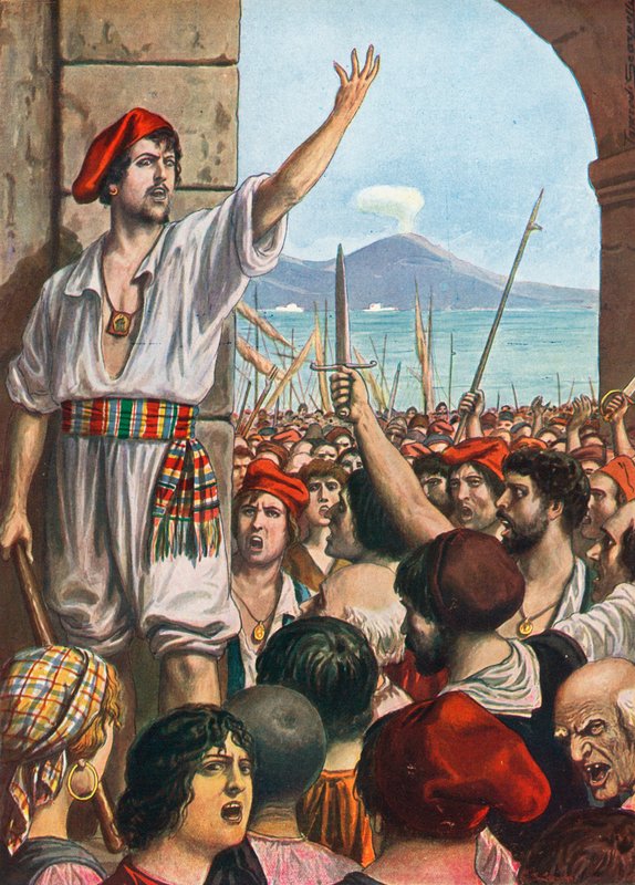 Tomasso Aniello, känd som Masaniello, var den ledande revoltandan i Neapel, 1647 av Tancredi Scarpelli