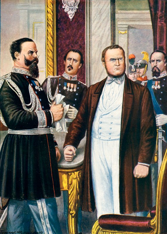 Victor Emanuel och Cavour får reda på vapenstilleståndet i Villafranca den 12 juli 1859 av Tancredi Scarpelli