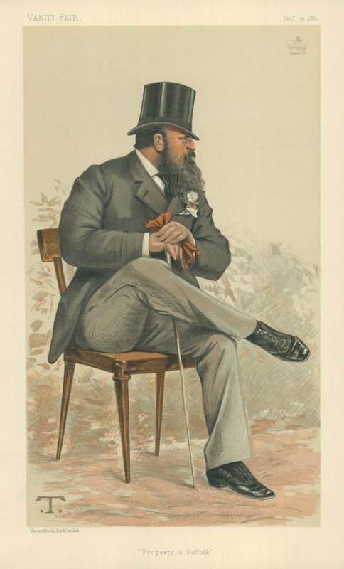 Lord Rendlesham, Property in Suffolk, 15 oktober 1881, Vanity Fair-karikatyr av Theobald Chartran
