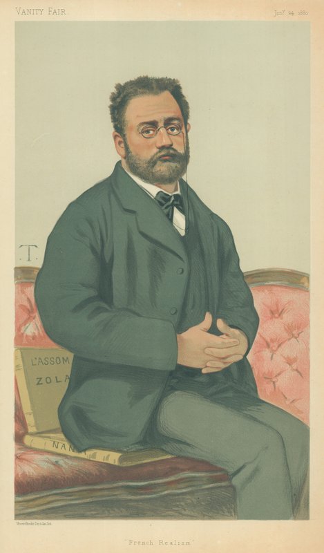 M Emile Zola, fransk realism, 24 januari 1880, Vanity Fair-karikatyr av Theobald Chartran