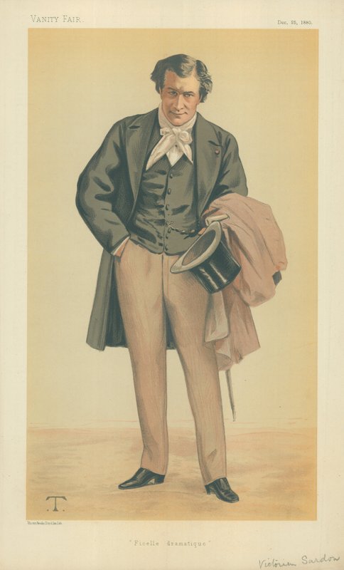 M Victorien Sardou, Ficelle dramatique, 25 december 1880, Vanity Fair-karikatyr. av Theobald Chartran
