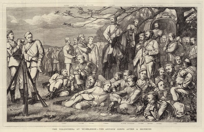 Frivilliga i Wimbledon, Artistkåren efter en skärmytsling av Theodore Blake Wirgman