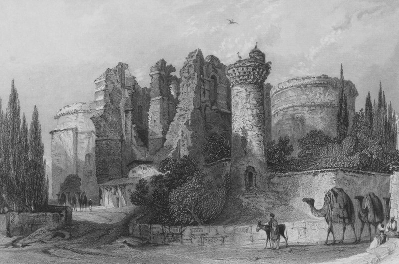 Rester av Johanneskyrkan, Pergamus, Mindre Asien av Thomas Allom