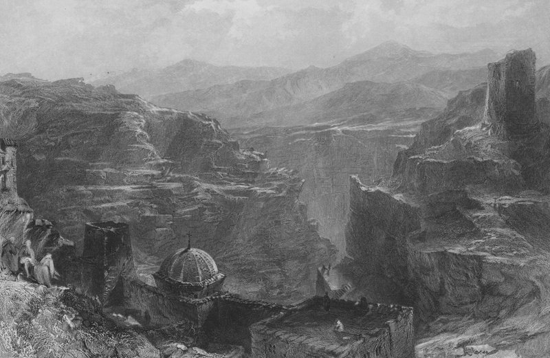 Klostret Santa Saba, i Ziphs vildmark, nära Jerusalem av Thomas Allom