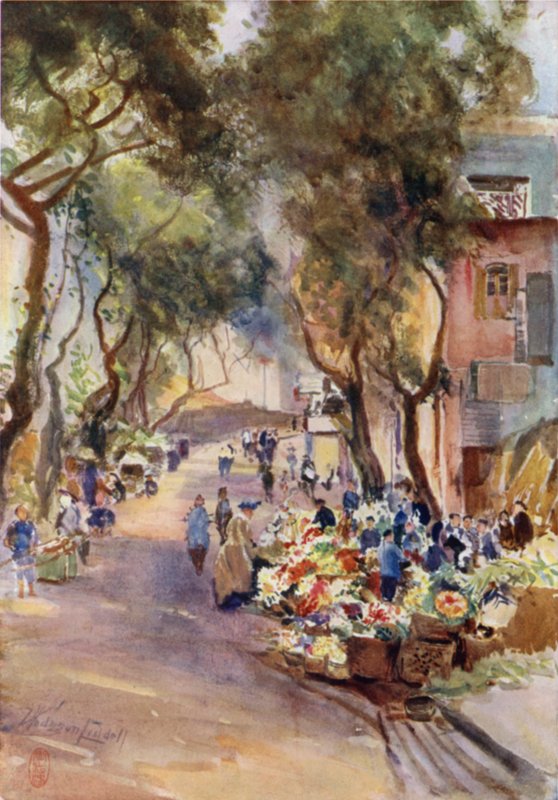 Hong Kong, blomstermarknaden av Thomas Hodgson Liddell