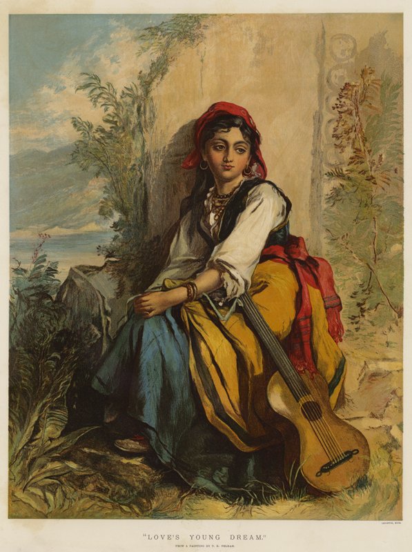 Kärlekens unga dröm (chromolitho) av Thomas Kent Pelham