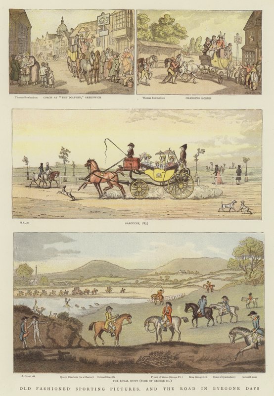 Gammaldags sportbilder och vägen i de gamla tiderna (chromolitho) av Thomas Rowlandson