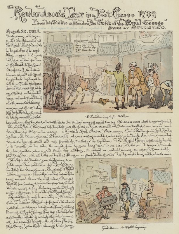 Rowlandsons rundtur i en postchairie, 1782 (kromolit) av Thomas Rowlandson