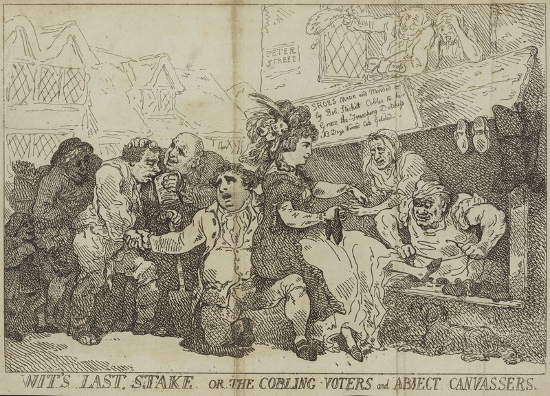 Wits sista insats eller de snärjiga väljarna och elaka yrkesmännen av Thomas Rowlandson