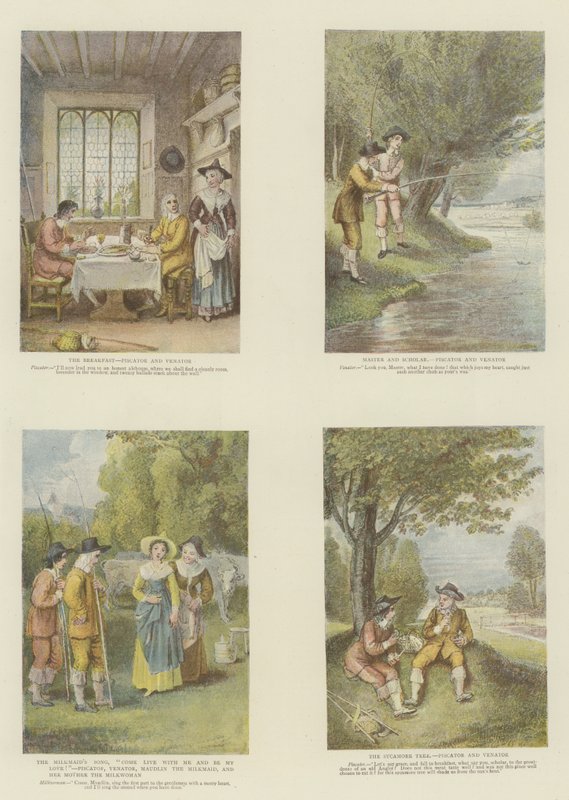 The Complete Angler, av Izaak Walton och Charles Cotton (chromolitho) av Thomas Stothard