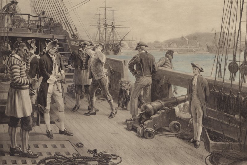 Nelsons första steg i flottan, Chatham av Thomas after Davidson